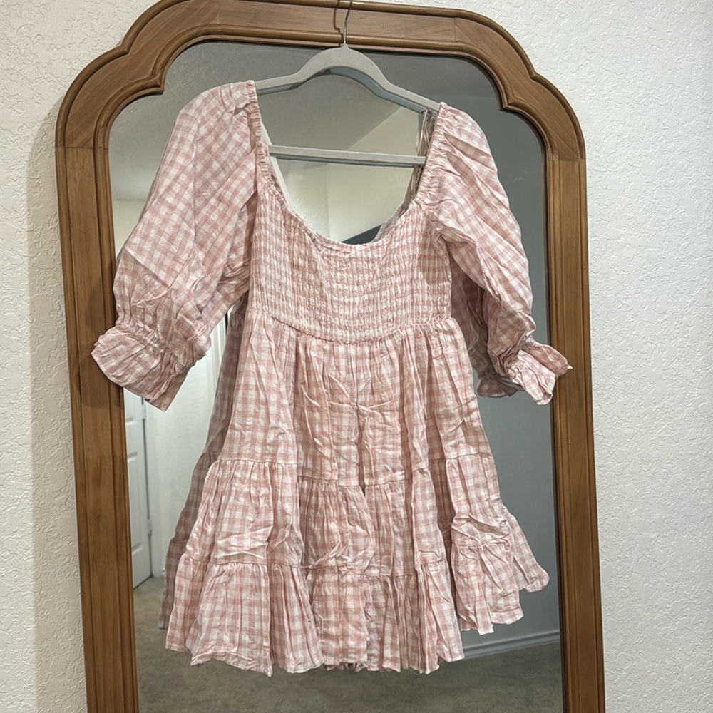 Pink Plaid Baby Doll Dress